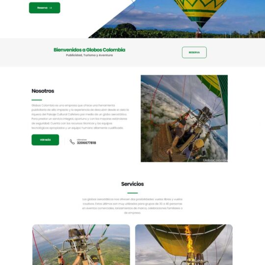 Sitio web de Globos Colombia, vuelos en globo aerostático